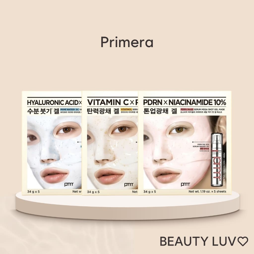 [Primera] Mega-Shot Gel Mask 34g x 5p / Vitatinol, Watery, PDRN-Niacinamide 10%, Nível Sérum