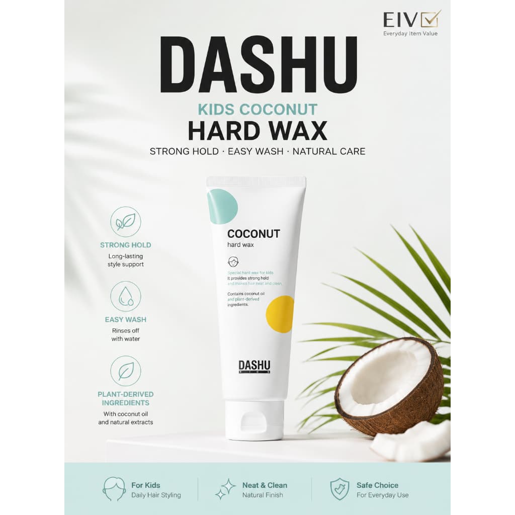 ⭐ DASHU Cera Capilar Dura Coco Infantil 100ml | Modeladora De Cabelo Lavável À Água De Fixação Forte Para Crianças 1 Uni