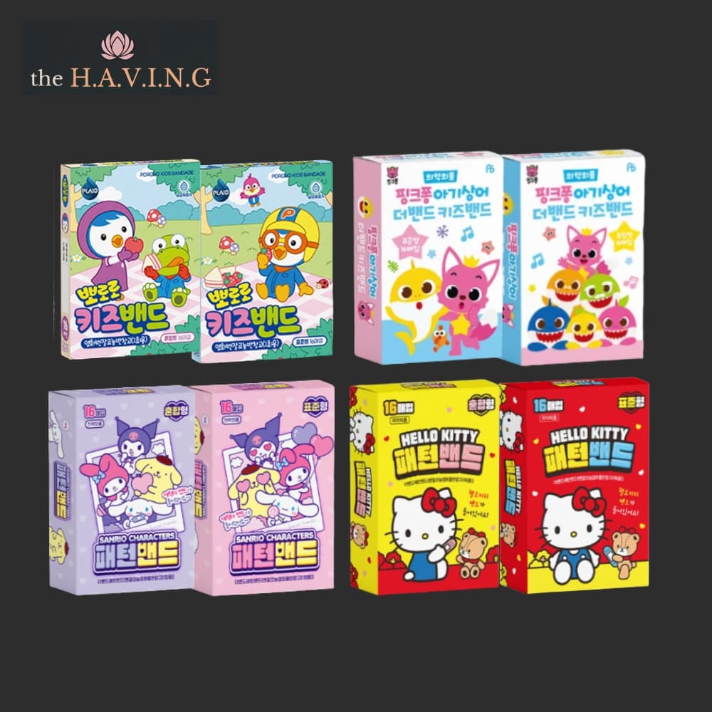 Kids Band Aid_Cute Adesivo Band_16pcs (Padrão/mix) Bebê Tubarão , pororo , sanrio , Olá kitty