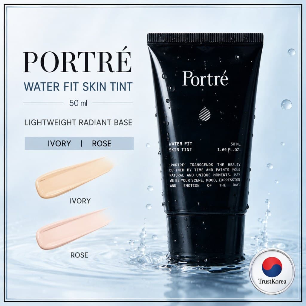 PORTRÉ Water Fit Skin Tint 50ml 2 Tons Base Facial Leve Com Brilho De Umidade Para Maquiagem Natural