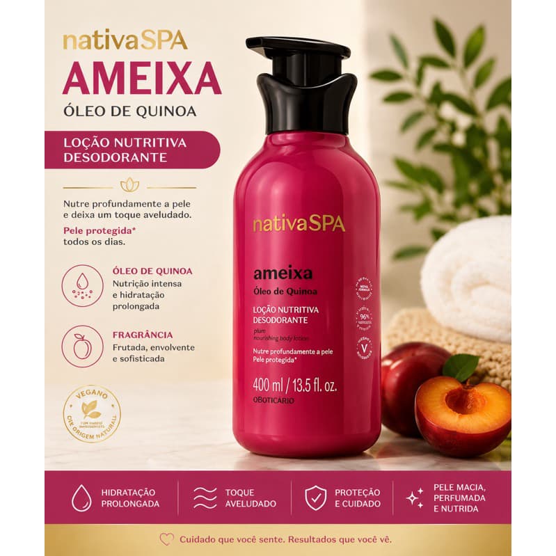 Hidratante Ameixa 400 Ml C/Oleo De Quinoa Oboticario .