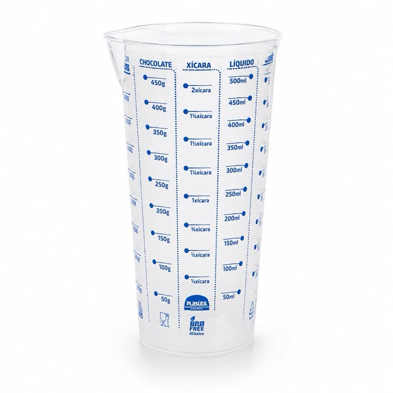 Copo Medidor de Receitas 570ml Dosador Graduado Medidor de Líquidos Xícaras Gramas Chocolate Cozinha BPA Free