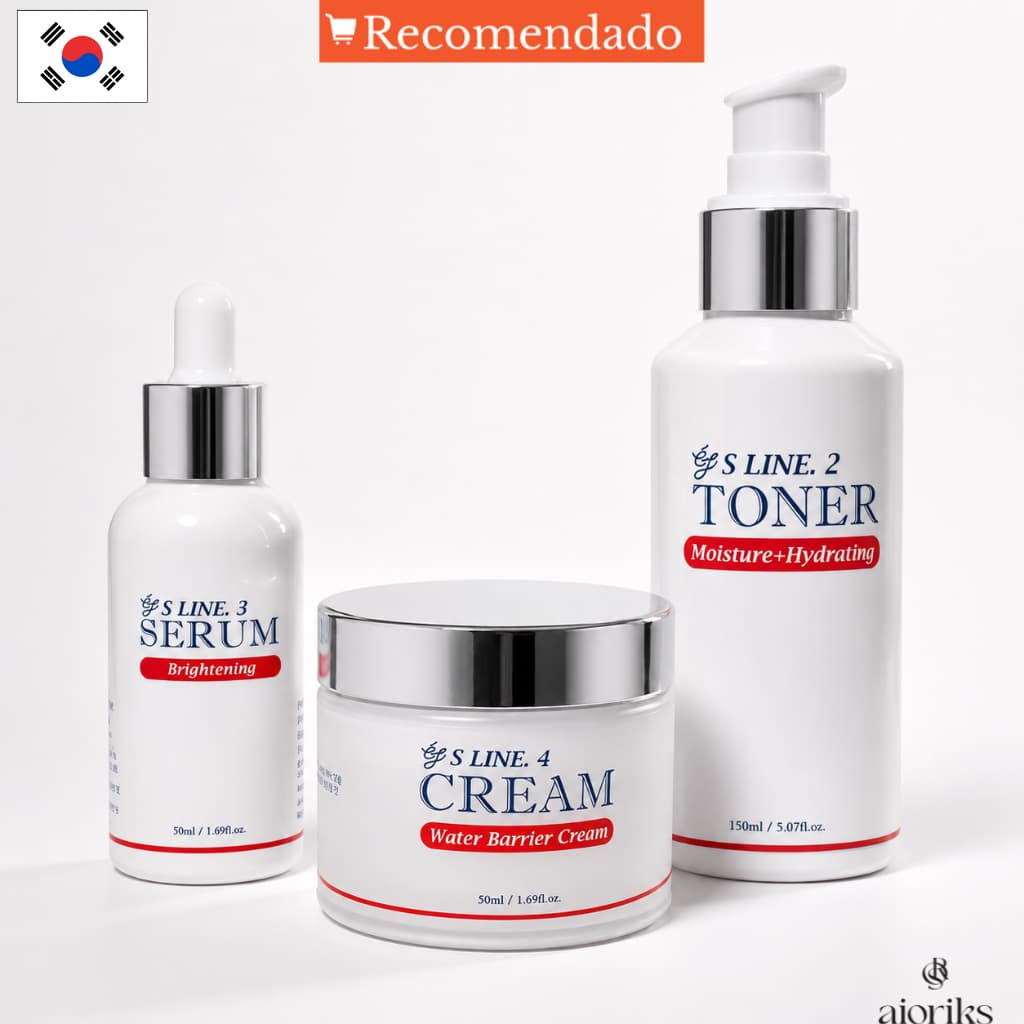 Skincare Coreano S LINE | Toner, Sérum ou Creme Facial | Peptídeos, Hidratação e Barreira Cutânea