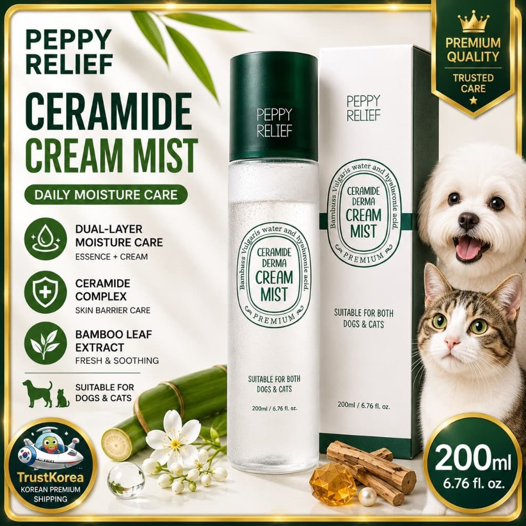 PEPPY RELIEF Ceramida Derma Cream Mist 200ml Spray Hidratante Para Pele De Animais De Estimação Cães E Gatos Cuidados Di
