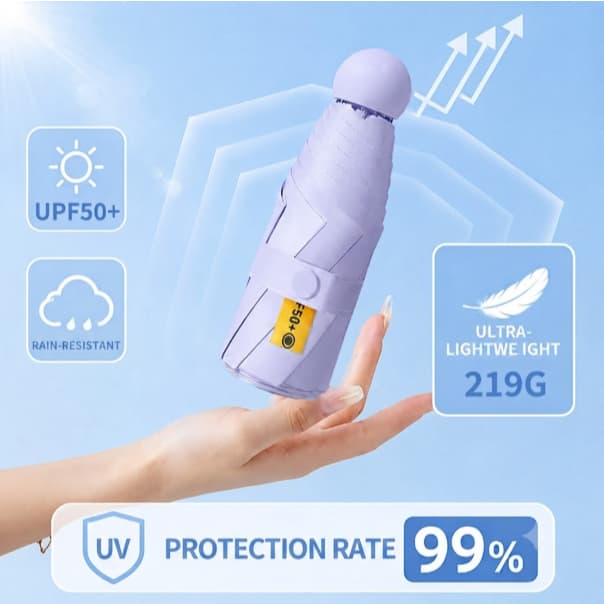 [VERALOOL] Mini Guarda-Chuva De Proteção UV 219g Sol Leve E Compacto Dobrável