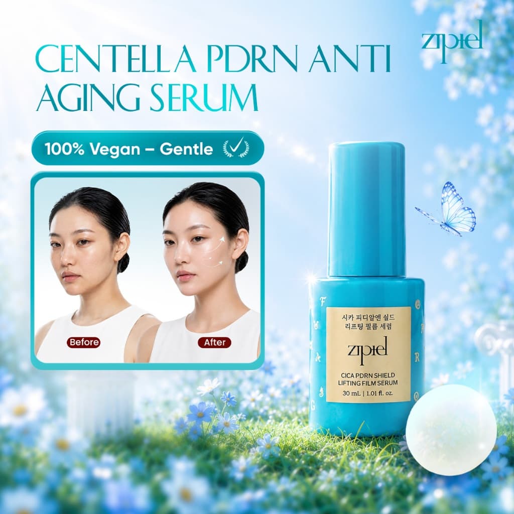 [Official] Zipiel Sérum Coreano Cica PDRN + Ácido Hialurônico 30ml - Efeito Lifting Imediato, Skinbooster e Anti-idade