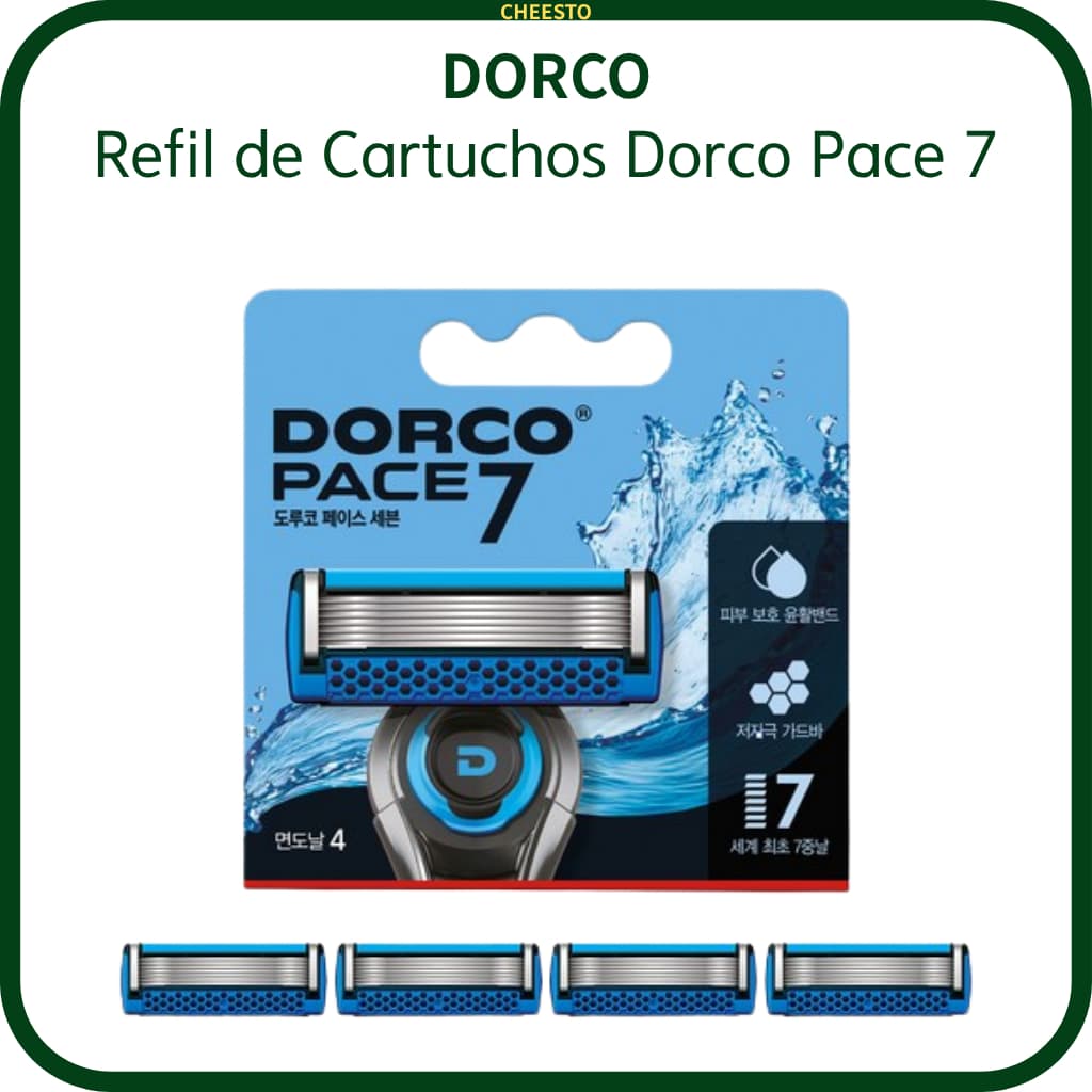 Recarga De Cartuchos De Barbear Dorco Pace 7-Sistema De 7 Lâminas Para Suave (4 Unidades)