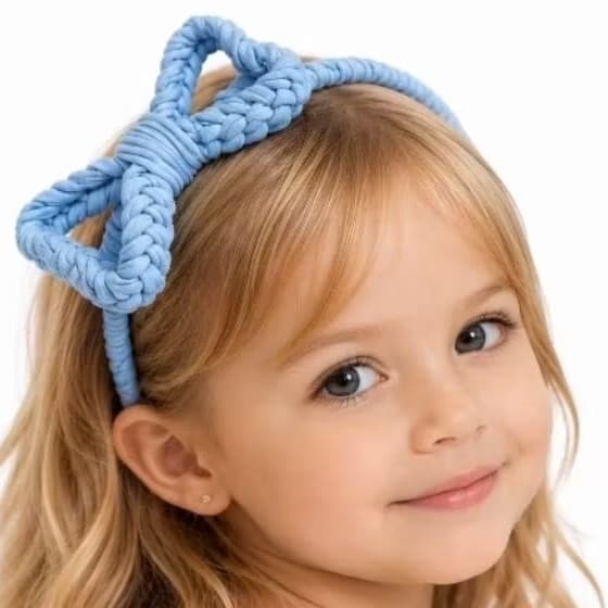 Tiara Infantil em Macramê com Fio de Malha Laço Artesanal Várias Cores