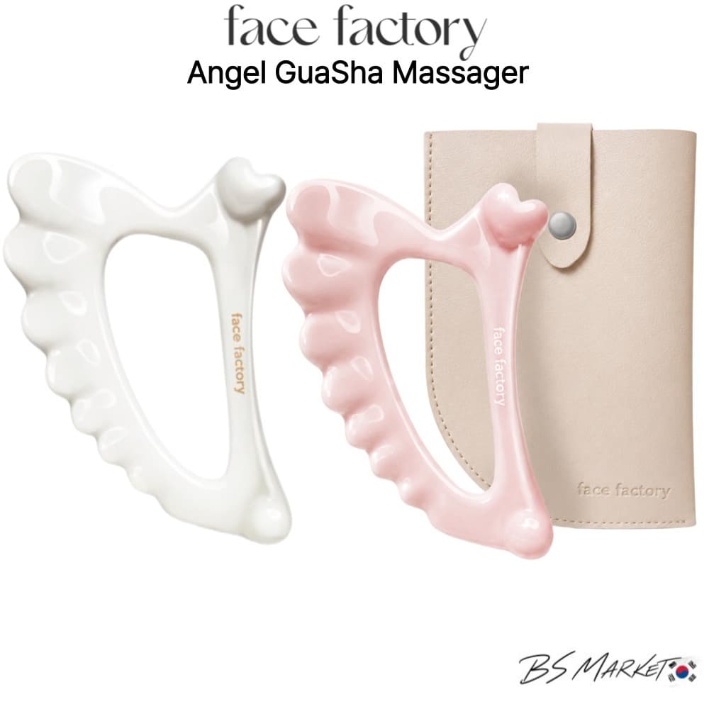 Face FACTORY Cerâmica Gua Sha Massagem Facial Com Bolsa-Drenagem Linfática Escultura (Rosa Bebê)