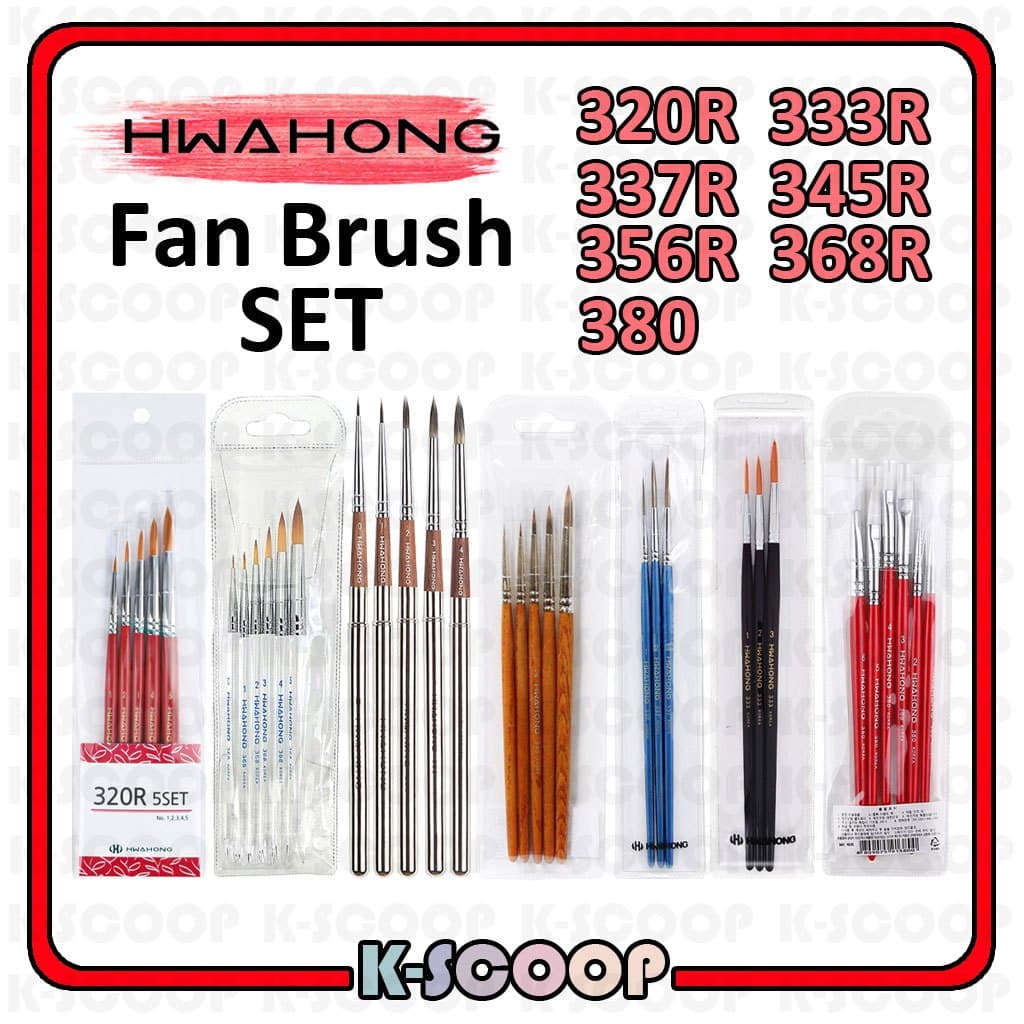 Conjunto De Pincéis Artísticos Para Cabelo Sintético Hwahong-320R , 333R , 337R , 345R , 356R , 368R , 380R