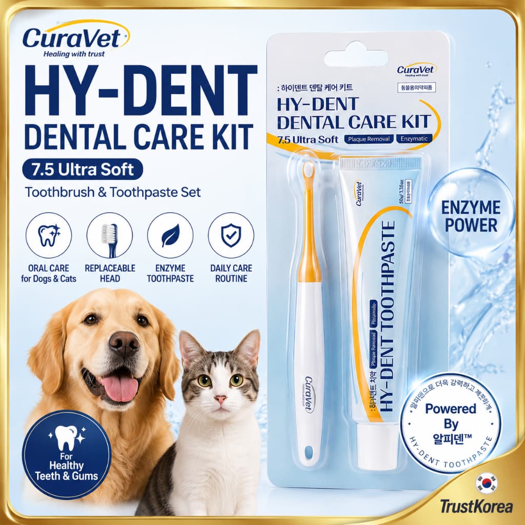 CuraVet HY-DENT Kit De Cuidados Dentários 7.5 Conjunto De Escova De Dentes E Pasta De Dente Ultramacia 50g Cabeça Substi