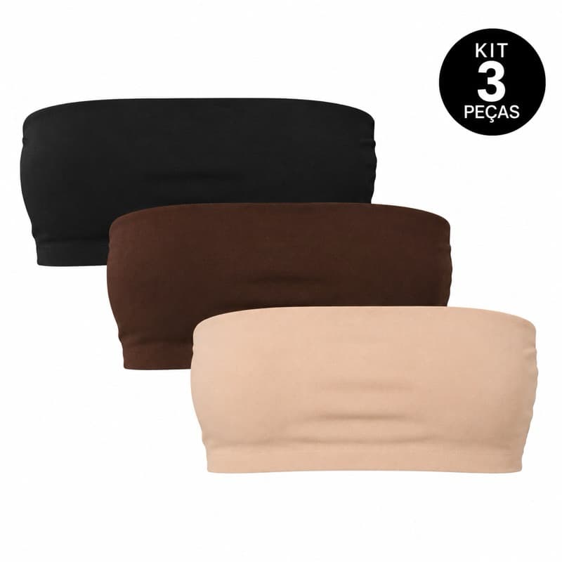 Kit 3 Tops Faixa Tomara que Caia