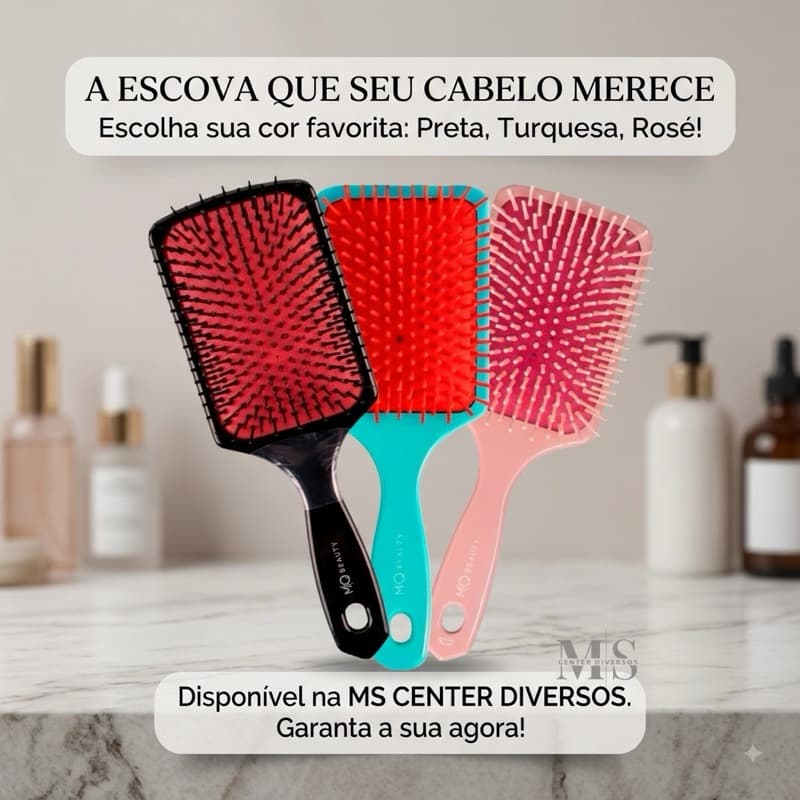 Escova raquete flex MQ Beauty para desembaraçar cabelos com alta qualidade MULTICORES