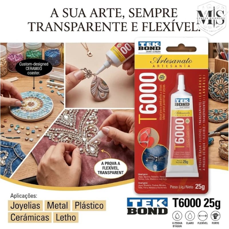 Cola Artesanato Tek Bond T6000 Transparente 25g & 60g