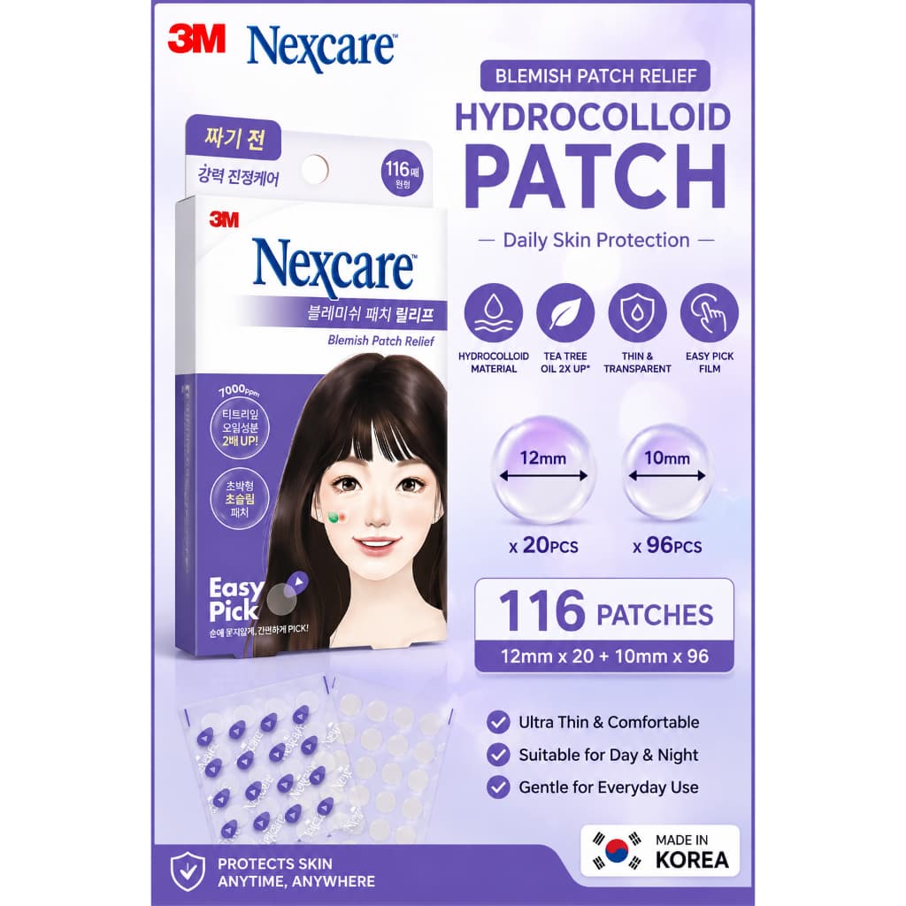 3M Nexcare Easy Pick Blemish Patch Relief 116 Patches Hidrocolóide Acne Cover 12mm 20pcs + 10mm 96pcs