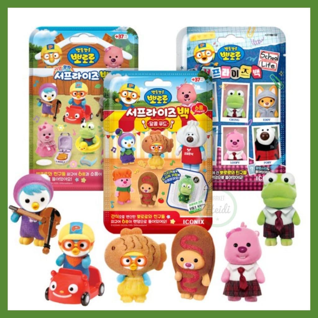 Chaveiros Com Bolsa Surpresa Pororo E Amigos | Aleatório 1 De 6 Personagens Colecionáveis De Brinquedos Misteriosa Para