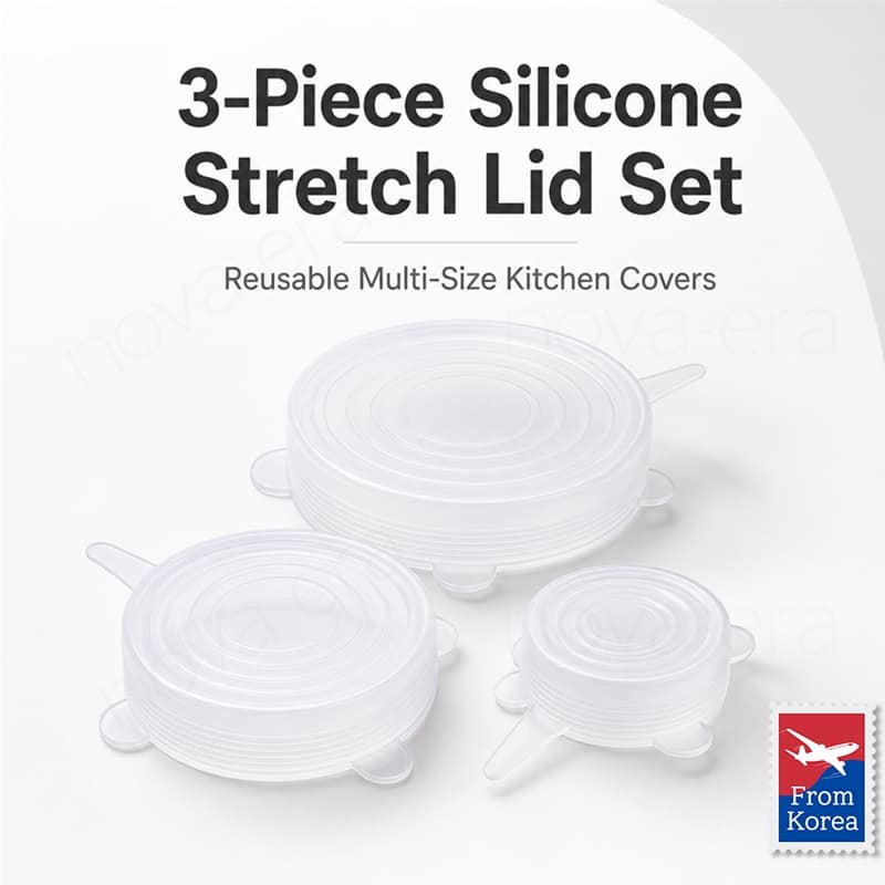 3-Piece Silicone Stretch Lid Set Tampas reutilizáveis para alimentos Tampas de cozinha em vários tamanhos