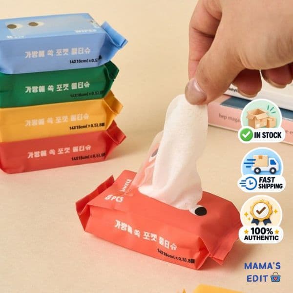 [Casa Moderna] Lenços Umedecidos De Bolso 23g 8 Pacotes | Mini Lenço Umedecido Portátil Fabricado Na Coreia