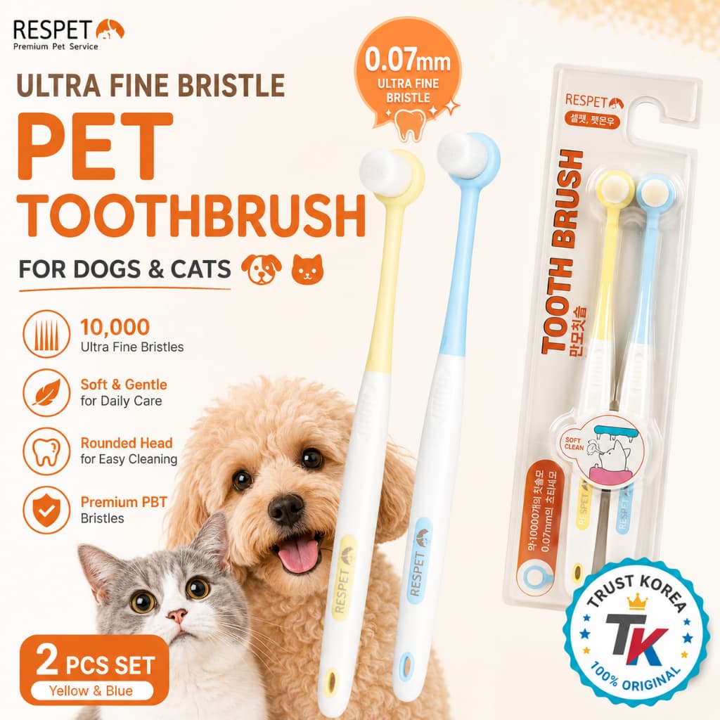 RESPET Pet Escova De Dentes De Cerdas Ultrafinas 2 Peças Conjunto 0.07mm PBT Macia Para Cães Gatos Cuidados Bucais Anima