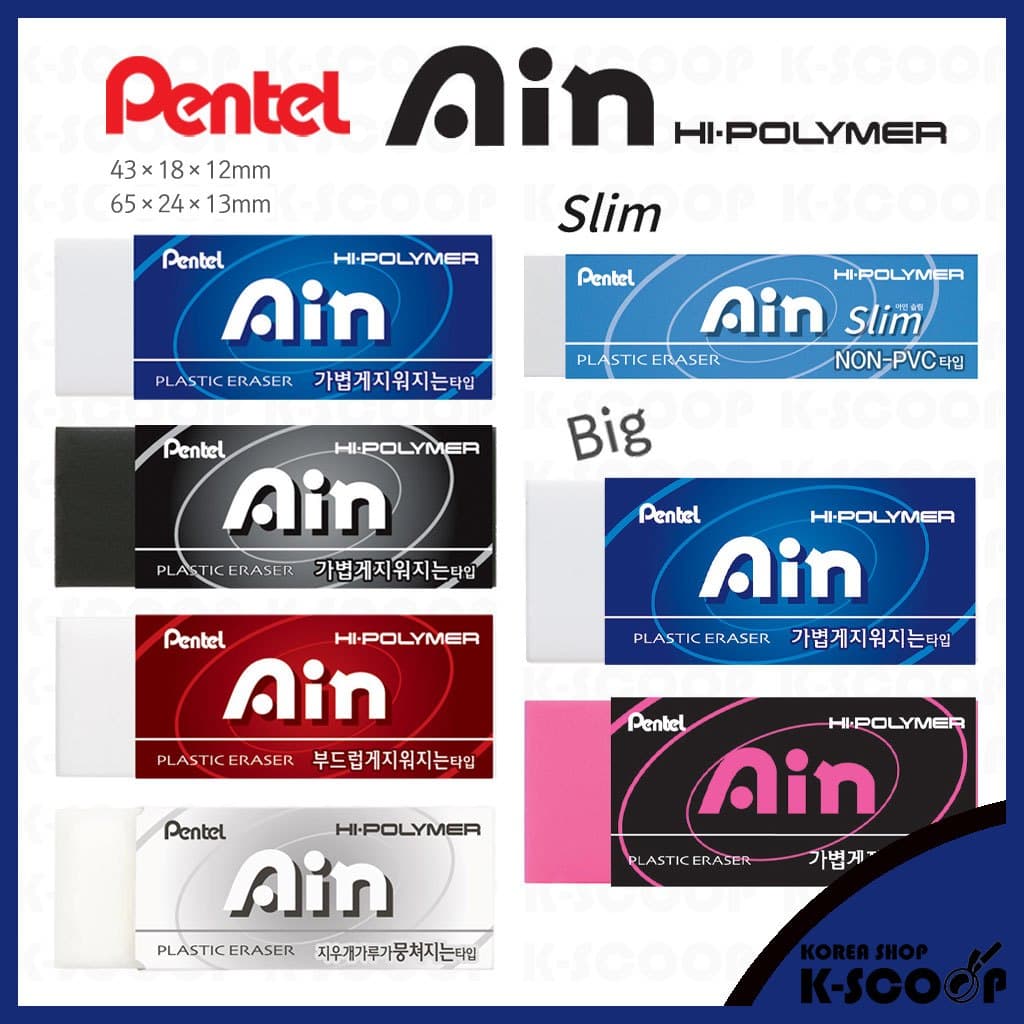 Borracha Pentel Ain Hi-Polymer Slim/Média/Grande