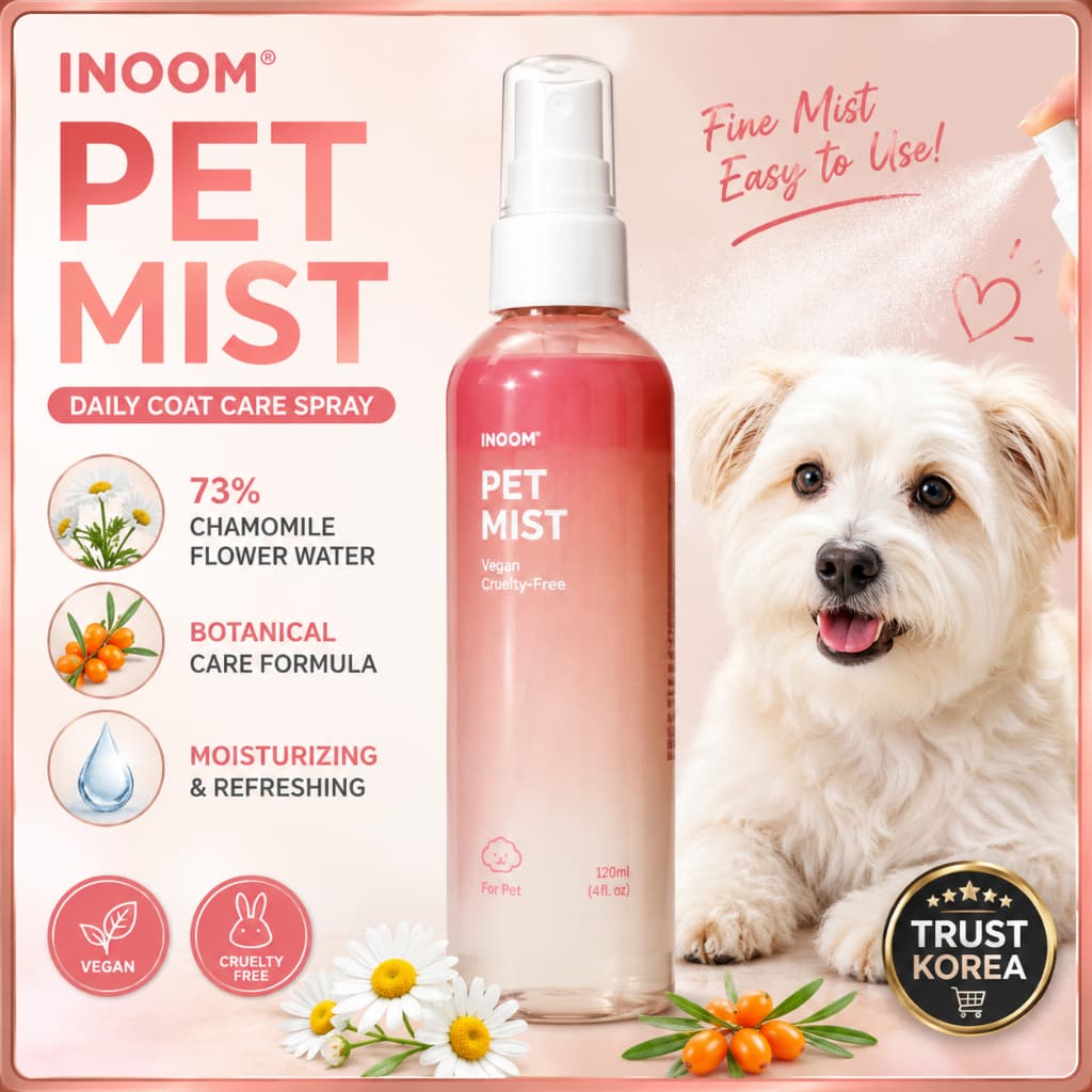 INOOM Pet Mist 120ml Spray Hidratante Para Cuidados Com Casacos Cães Fórmula Vegana Diária Animais De Estimação