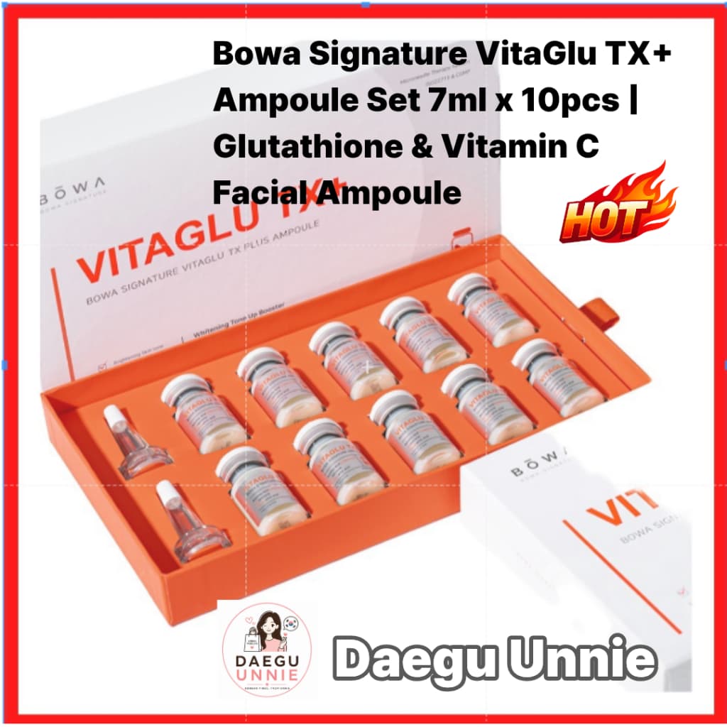Conjunto De Ampolas Bowa Signature VitaGlu TX + 7ml x 10 Unidades | Ampola Facial De Glutationa E Vitamina C Cuidados Co