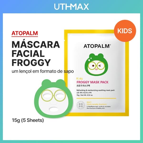 [ATOPALM] Pacote De Máscara Infantil Froggy 15g x 5 Folhas