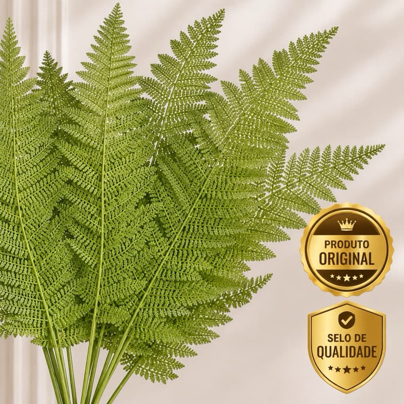 Haste de Samambaia Artificial 80cm Folhagem Decorativa Realista com Acabamento Premium para Vaso e Arranjos.