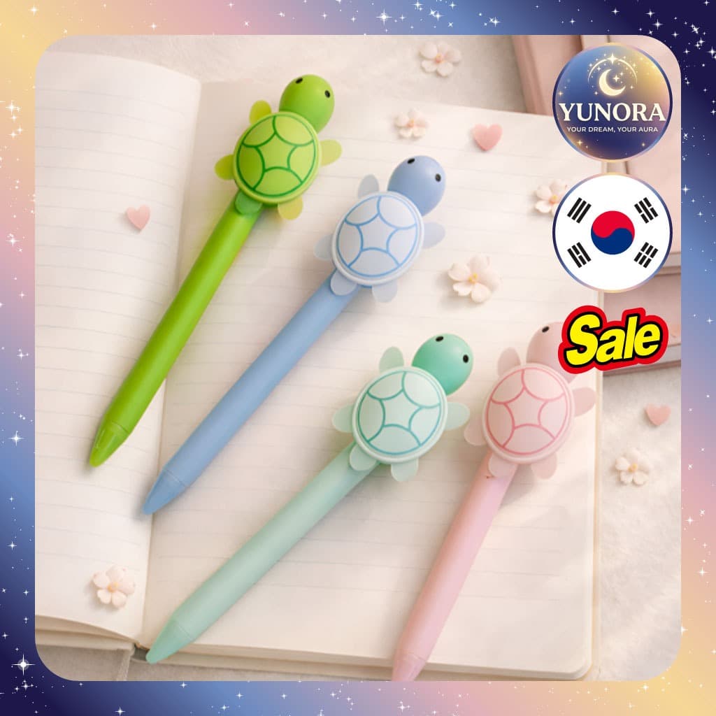 [RUINA] Conjunto De Caneta Esferográfica De Tartaruga 3D Fofa De 4/De Papelaria Coreana Gel Escolar Kawaii