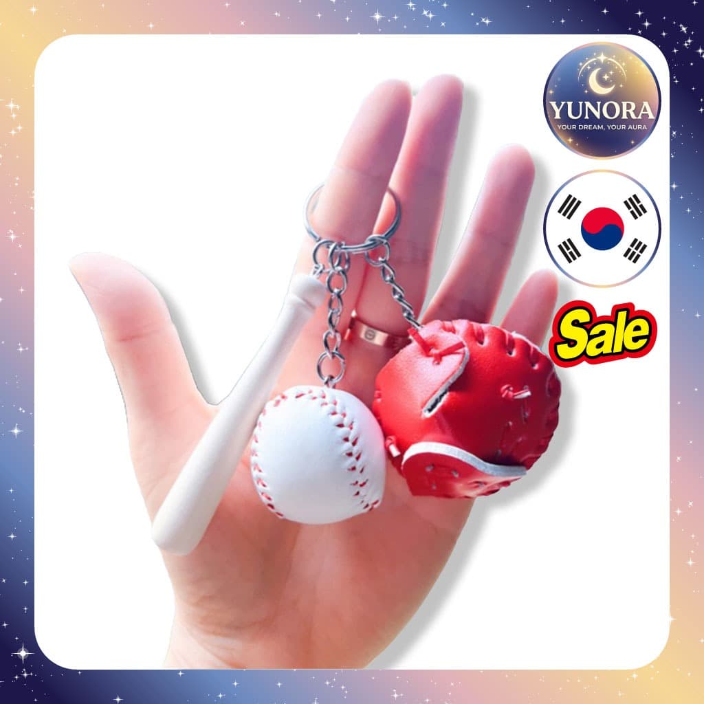 Chaveiro De Beisebol Com Luva E Morcego , Vermelho , 1 Unidade/Coreano /