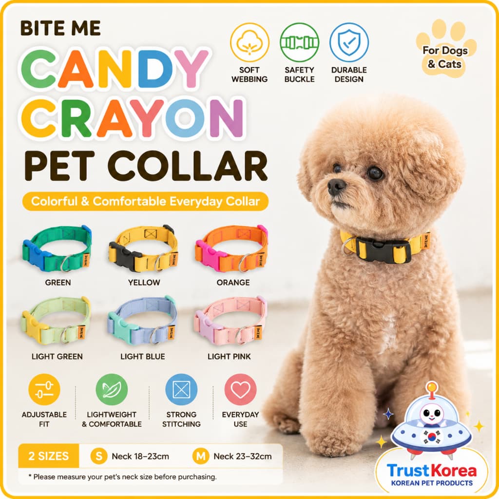 BITE ME Candy Crayon Coleira Para Animais De Estimação Ajustável Soft Webbing 6 Cores S/M Cães E Gatos Pequenos Acessóri