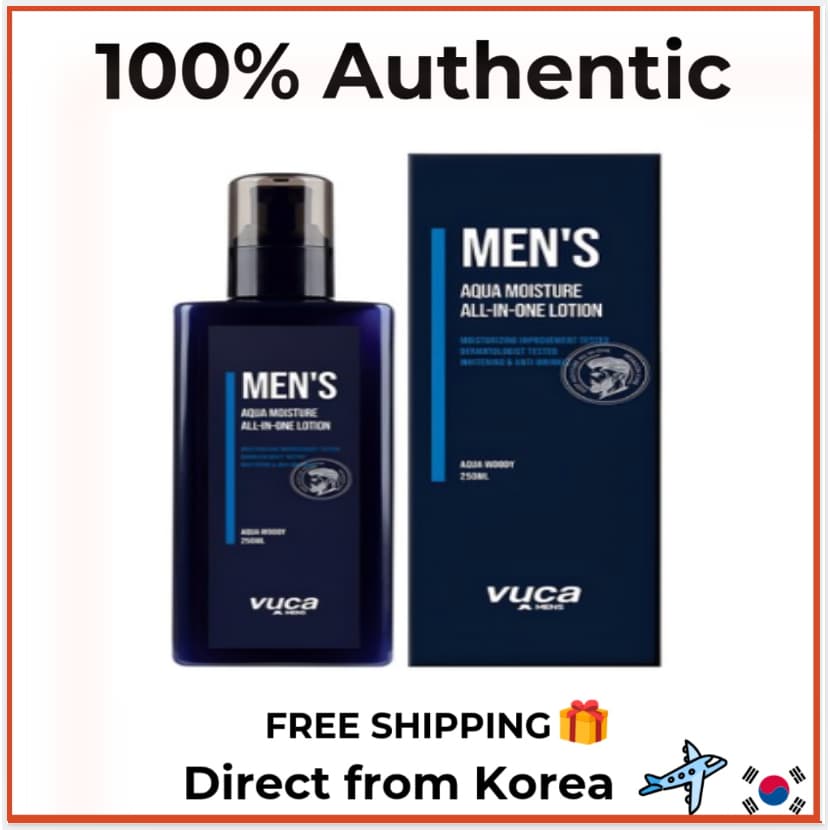 [Vuca] Loção All In One Men Aqua Moisture 250ml | Aroma Amadeirado De Grande Capacidade K-Beauty Direto Da Coreia