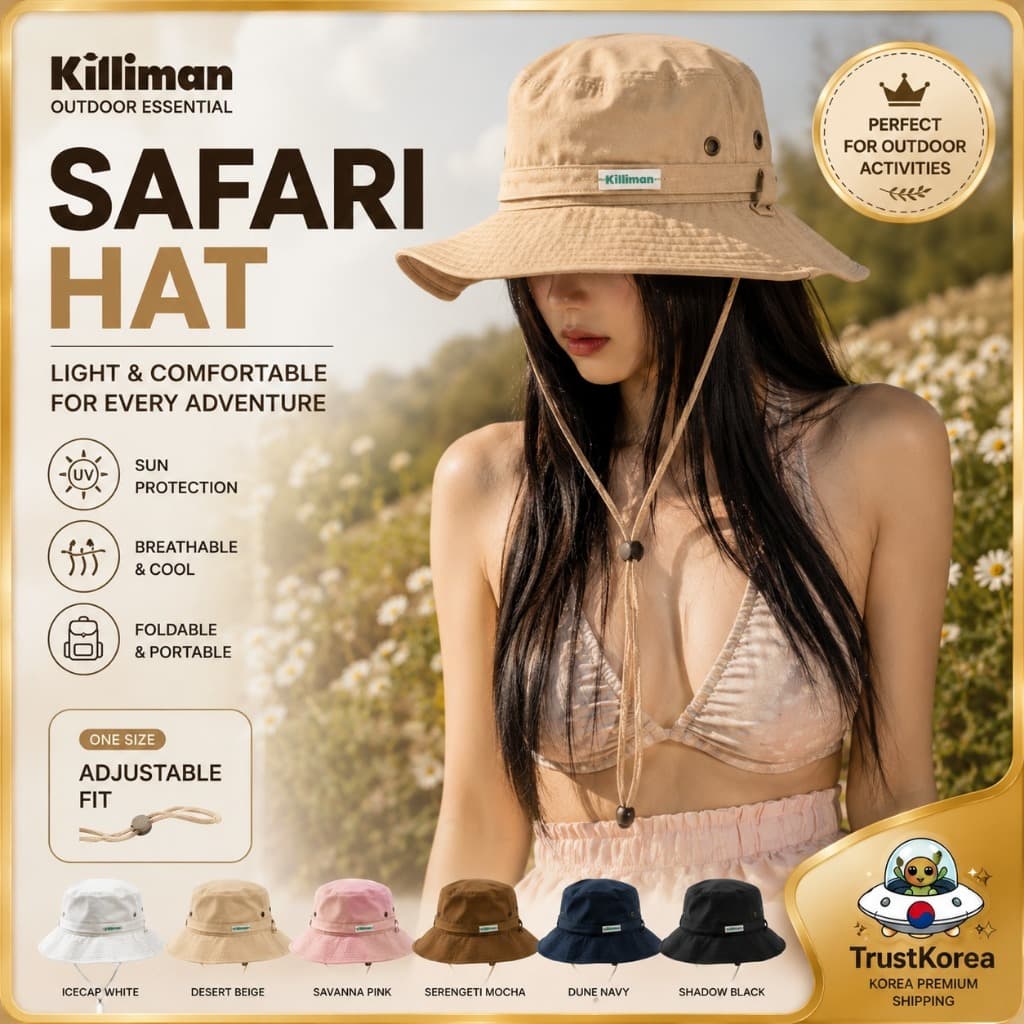 Killiman Safari Bucket Chapéu De Sol Ajustável UV Caminhadas Ao Ar Livre Pesca Acampamento Viagem Unissex