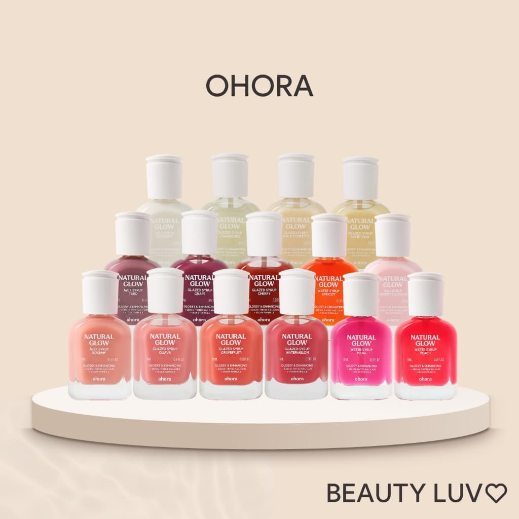 [ohora] Natural Glow Glazed Syrup 15ml / Esmalte Sérum com Cor Brilho Cuidado das Unhas Vegano