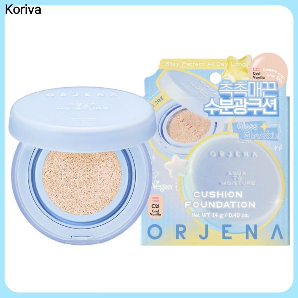 ORJENA Aqua Two Moisture Cushion C17 Cool Ivory 1pc Almofada De Maquiagem Facial Puff Diária