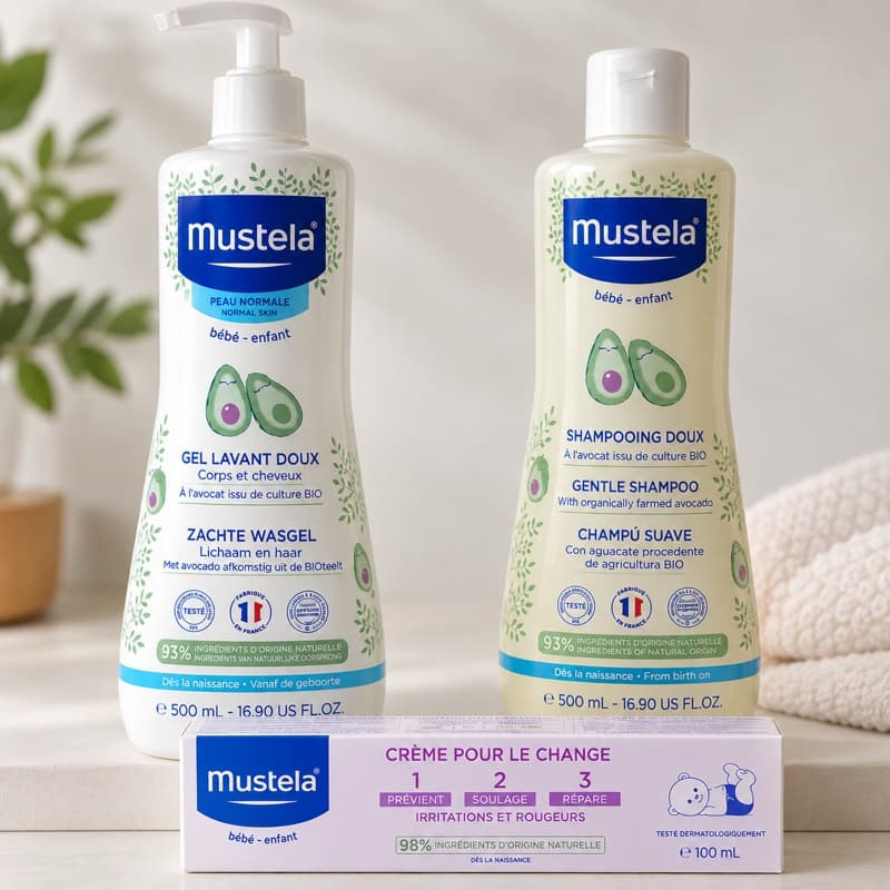 Gel de banho e shampoo mustela baby