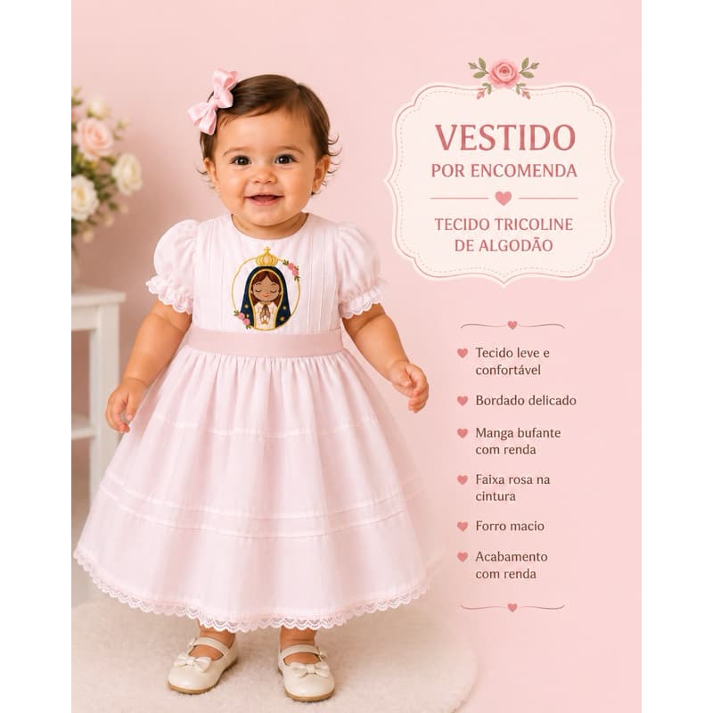 Vestido Infantil Nossa Senhora – Personalizado por Encomenda