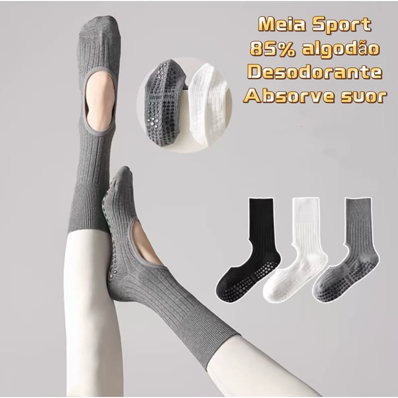 Meia cano longo para Pilates, Hidro, hidroginástica, yoga WDW-09