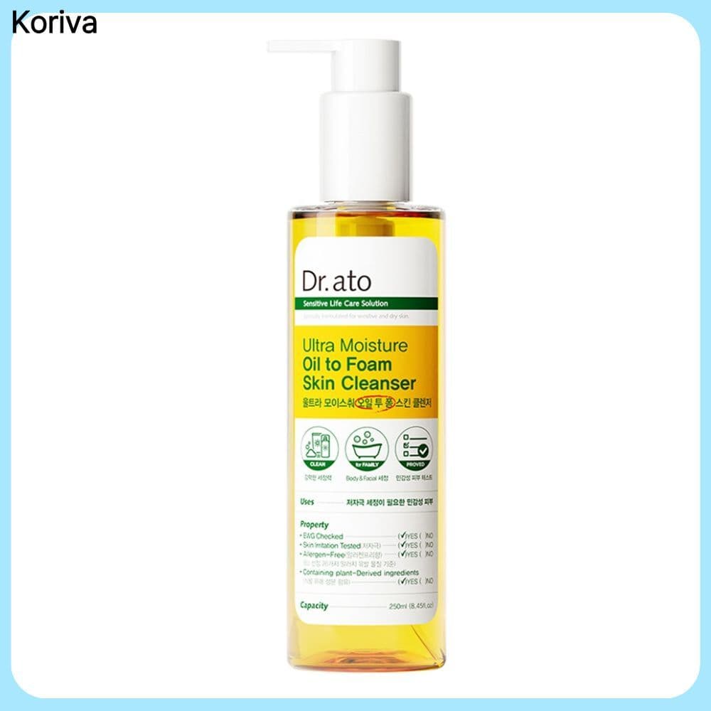 Dr.ato Ultra Oil to Foam Skin Cleanser 250ml Rosto E Corpo Limpador Diário Suave Cuidados Familiares