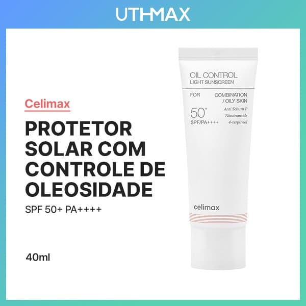 [Celimax] Protetor Solar Leve Controle De Óleo Fps50 + PA + 40ml | Sebo Com Acabamento Fosco