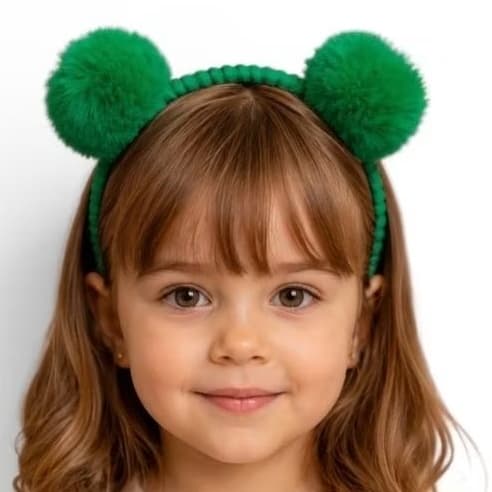 Tiara Infantil com Pompons de Pelúcia e Arco coberto em Fio de Malha Várias  Cores
