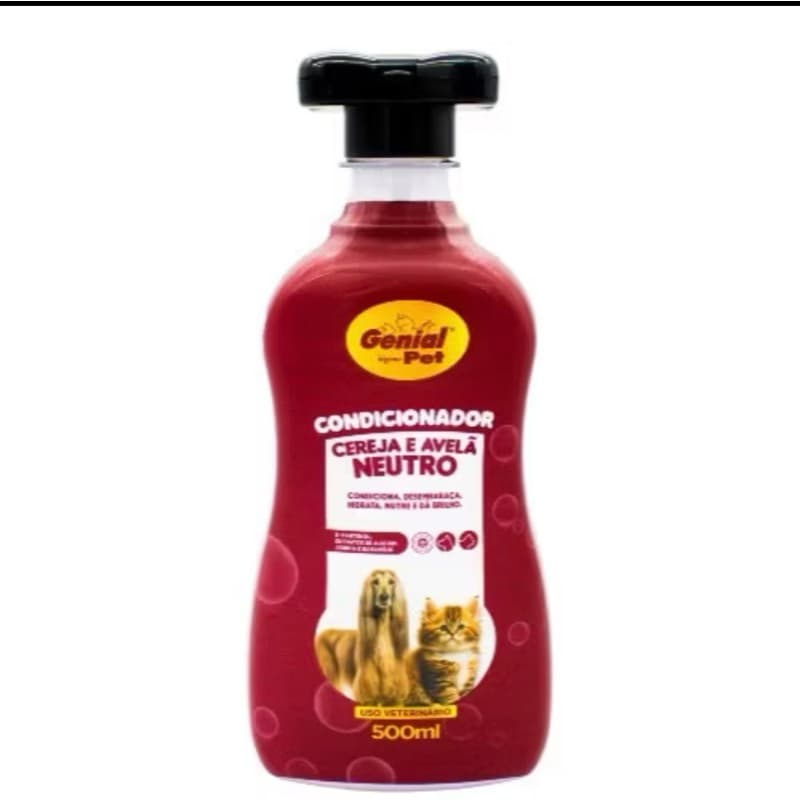 Condicionador Pet Neutro Cereja e Avelã 500ml Genial Pet Para Cães e Gatos