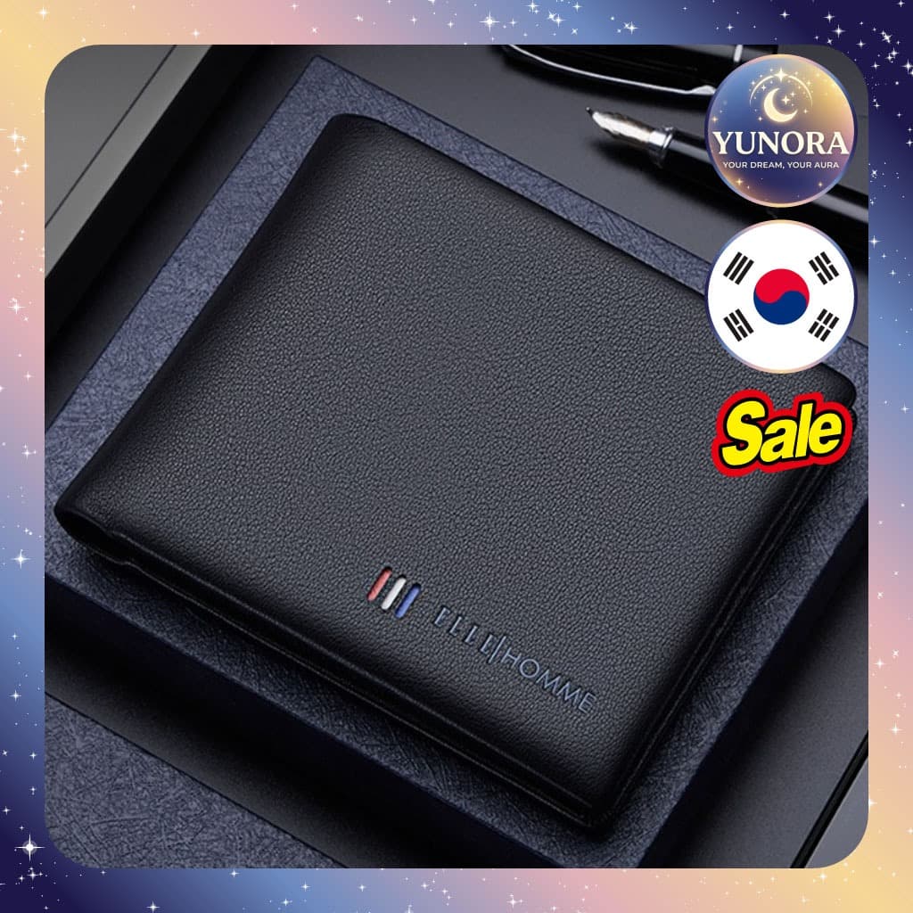 [elle] Carteira Masculina Homme , Preta , 1 Unidade/Coreana/Design Elegante/100 % Autêntica Por 1