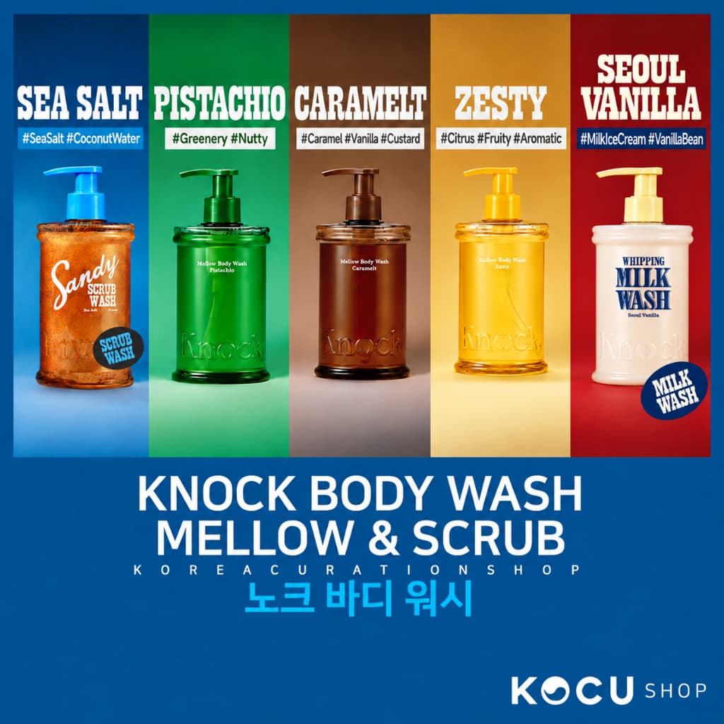 KNOCK Body Wash 300ml 5 Tipos | Mellow / Esfoliante / Whipping Milk Wash | Sabonete Líquido Perfumado e Hidratante