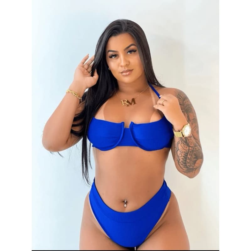 Biquini Feminino Anarruga Meia Taça com Bojo e Calcinha Hotpants Cintura Alta Lançamento Verão Promoção Retro HOT PANTS