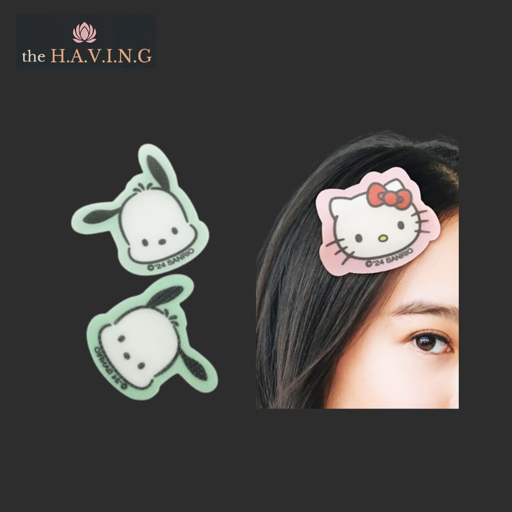SANRIO] Folha De Suporte De Cabelo KR 2p_almofada Segurando_hir hold grip_hook and loop patch_velcro
