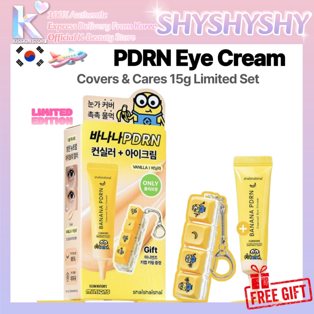 [Shaishaishai] Banana PDRN Conceal Eye Cream 15g Conjunto Especial (Com Chaveiro Minions) Enviado Da Coreia