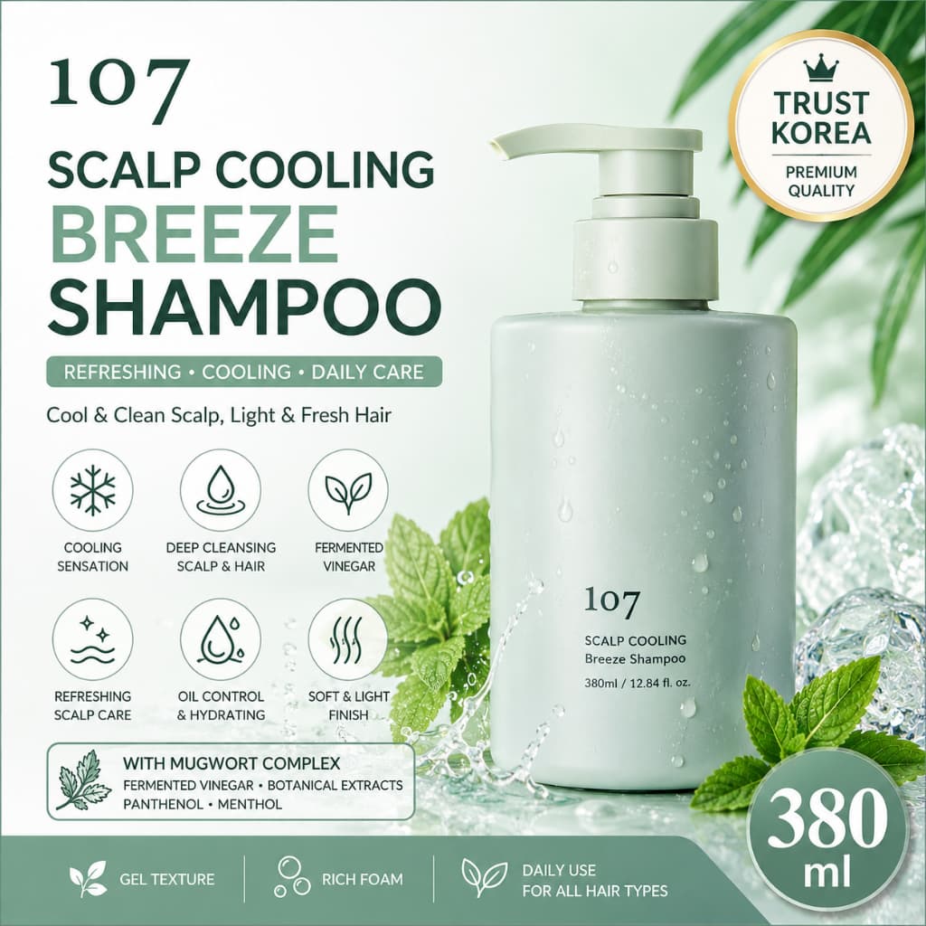 107 Shampoo Refrescante Para Couro Cabeludo 380ml Hidratante Diário Cuidados Com Cabelo E