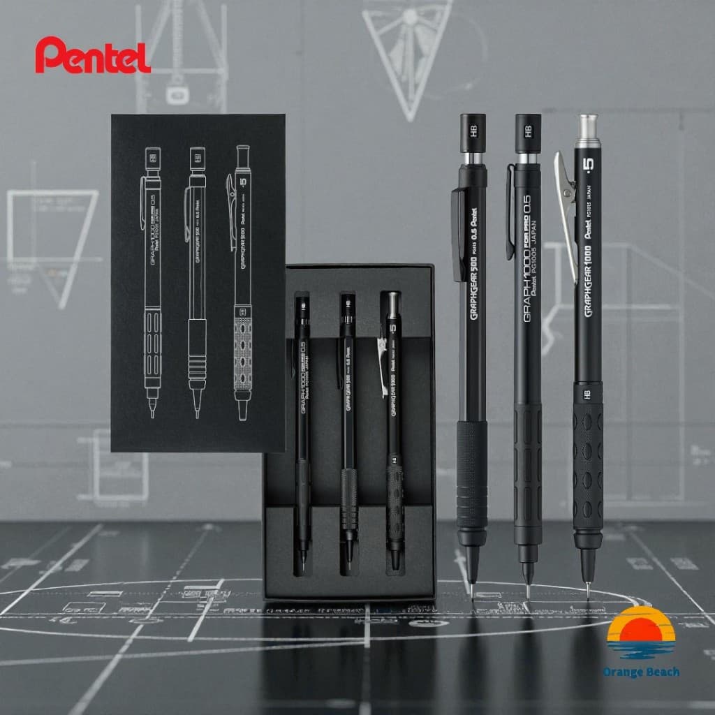 Pentel 60 Anos Edicao Limitada Lapiseira Tecnica/4 Modelos/Graph1000/GraphGear 500/Japao