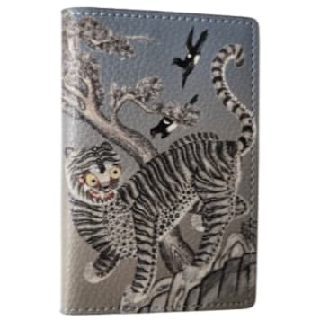 [K-Heritage] Carteira De Cartão De Couro Tradicional Coreana Premium (Hojakdo-Tiger E Magpie)-Lembrança Oficial Do Museu